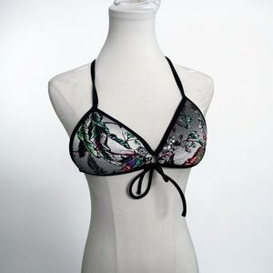 Y2K Printed Padded Triangle Bikini Top Fairycore Boho S